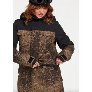 Volcom Black and Brown Leopard Ski Jacket